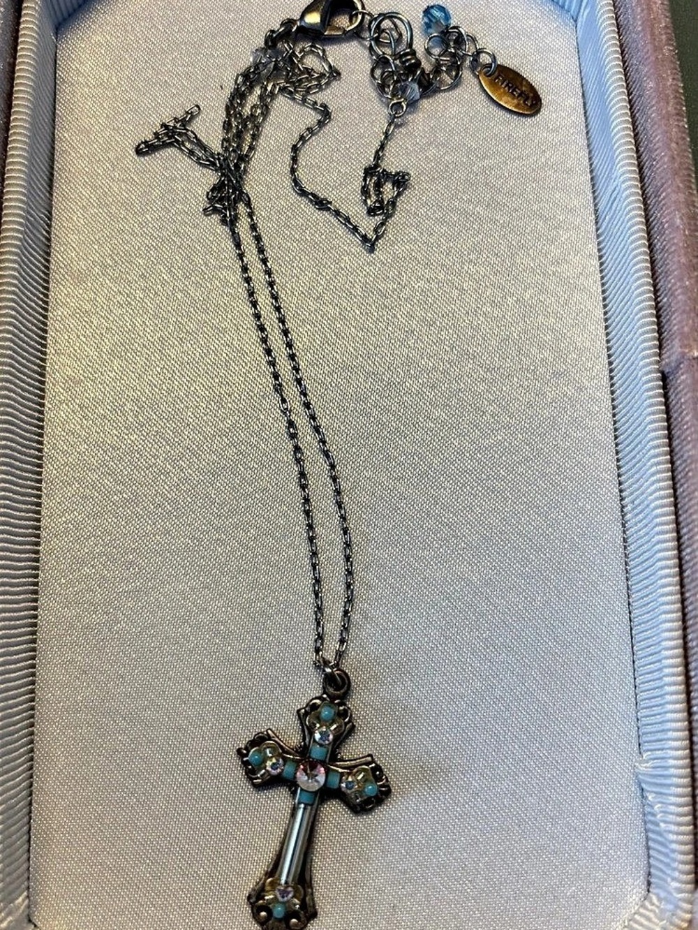 Firefly Mosaic Cross Pendant Necklace Cross Pendant Necklace in Blue & Black